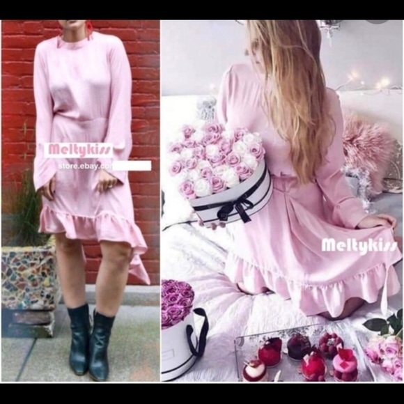 Barbie Core Zara Blogger Favorite Frilled Pink Midi Dress - Picture 7 of 11